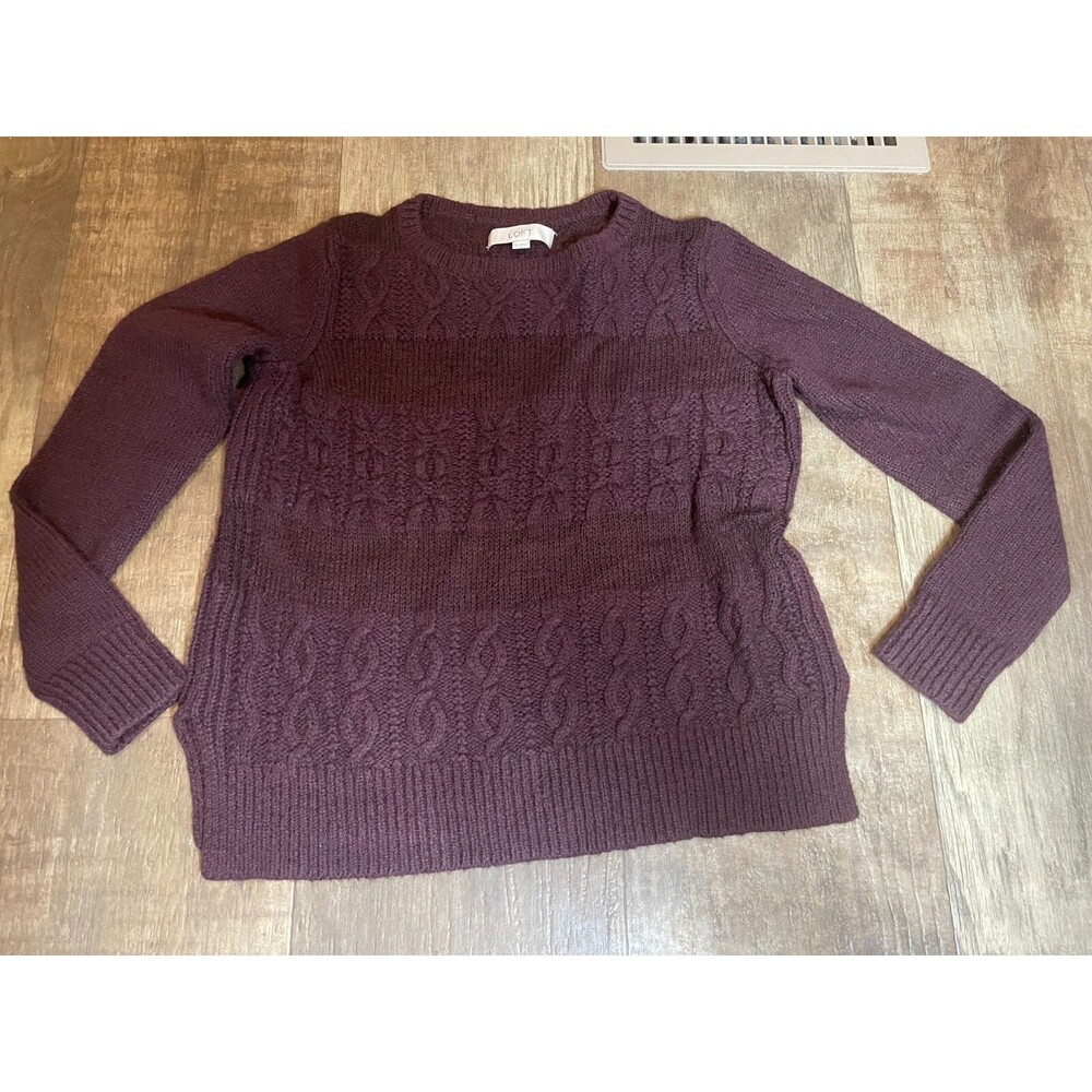 Ann Taylor LOFT Sweater Womens Small S Maroon Pull Over Knit Long Sleeve